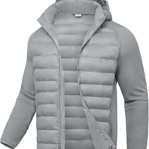 TBMPOY Men's Hybrid Puffer Jacket Lightweight Running Winter Warm Jacket Coat Insulated Golf